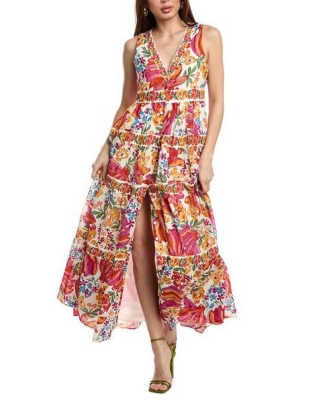 SÉZANE / FARM RIO spring bananas off white alamadee maxi dress - large - Picture 4 of 15